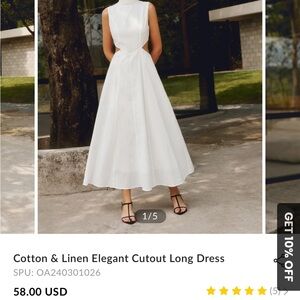 Commense White Cotton & Linen
Cutout Long Dress